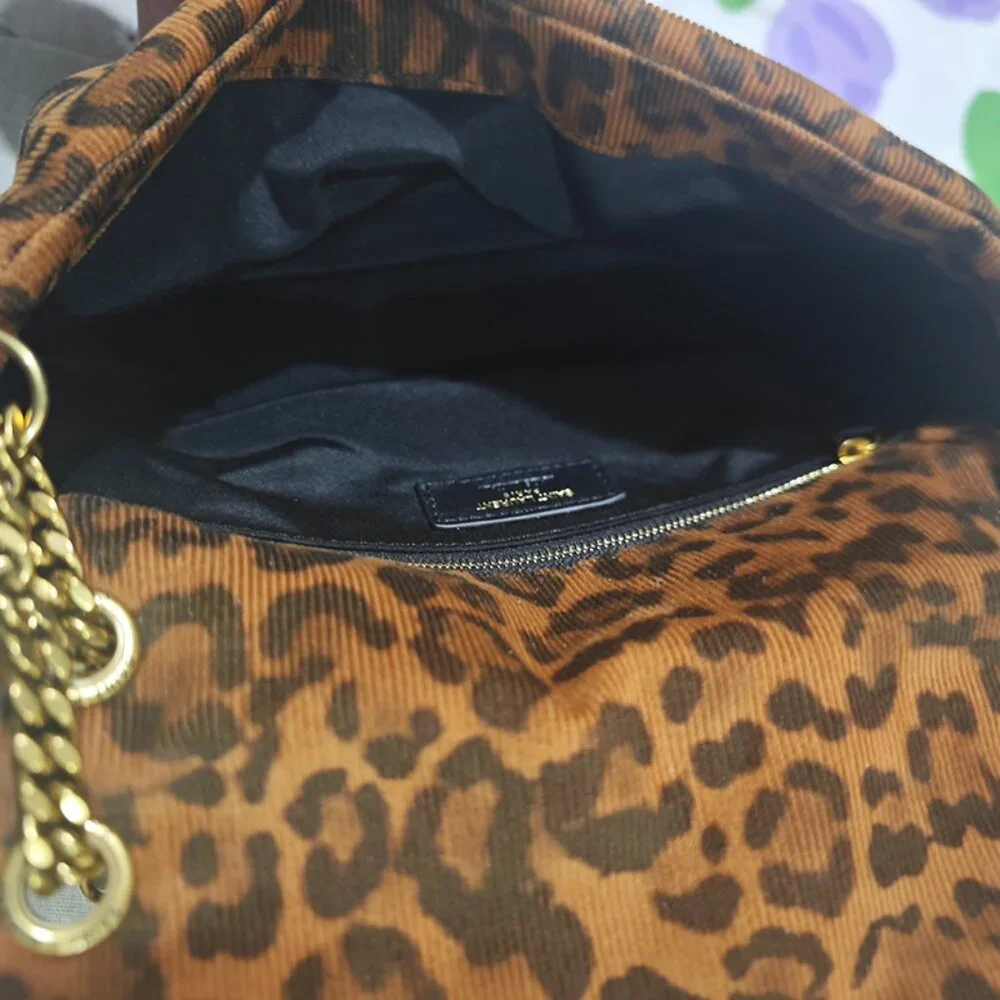 Saint Laurent Leopard Print Corduroy Chain Bag - Picture 13 of 13